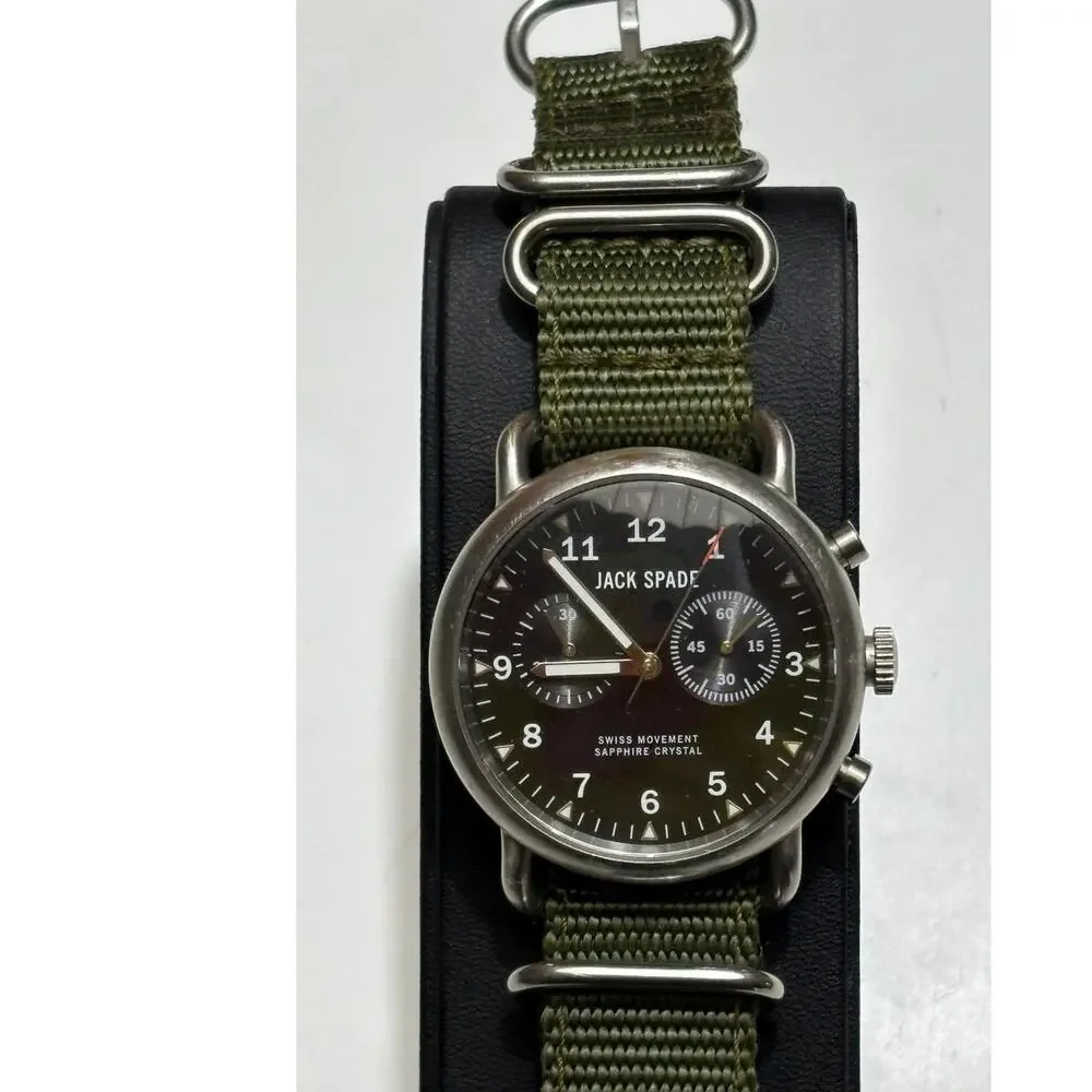 Jack Spade Norton 2-Eye Chronograph Stainless Steel Black Watch 38mm 2 Bands